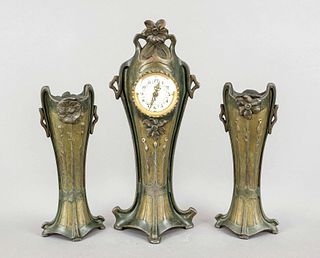 Clock set Art Nouveau, 3 piece