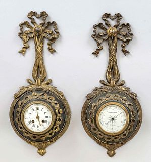 Pair of wall clock and baromet