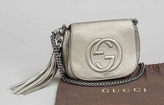 Gucci, Metallic Pebbled Calfskin GG