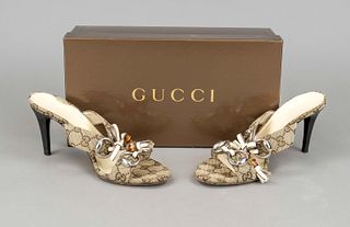 Gucci, high heel mules, sand-colore