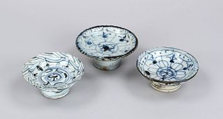 3 rare Stem Cups Swatow, China, Min