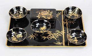 7-piece black lacquer tea set SUMIT