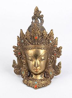 Devi mask, Nepal, 0.c., brass with