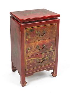 Red Qing style side cabinet, China,