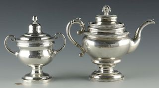 Silver Teapot and sugar bowl