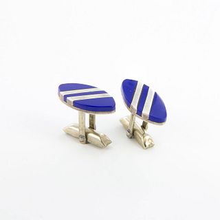 Vintage 1986 Mexican Sterling Silver Lapis Lazuli Cufflinks