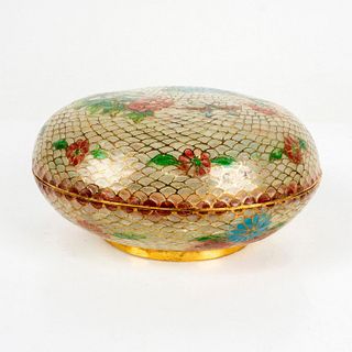 Antique Plique-A-Jour Glass Floral Decorative Box