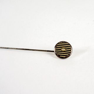 Vintage Silver Hat Pin, Pearl and Stripes