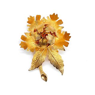 Joseph Warner Mechanical Golden Flower Brooch, Day to Night