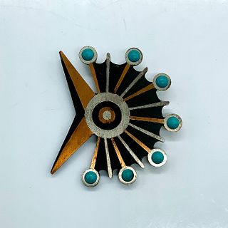 Jono Brooch, Mexican Sterling Silver and Turquoise
