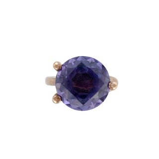 14K Yellow Gold Blue Sapphire Cocktail Ring