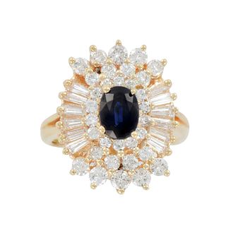 Harold Freeman 14K Yellow Gold, Sapphire, and Diamond Ring