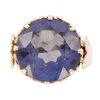 14K Yellow Gold and Blue Sapphire Cocktail Ring