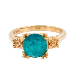 14K Yellow Gold and Tiffany Blue Topaz Ring