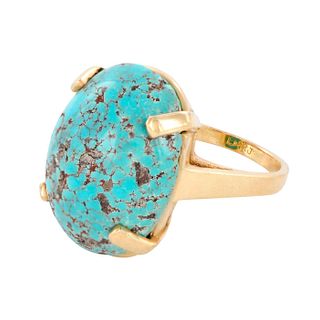 14K Yellow Gold Turquoise Cocktail Ring