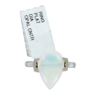 Platinum Large Opal and Diamonds Ring