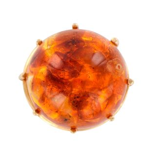 14K Yellow Gold and Amber Cocktail Ring