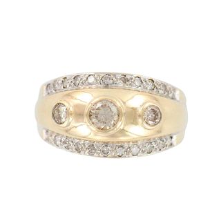 Contemporary 14K Gold and Diamond Ring