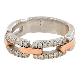 Contemporary Ladies Ring 18K White & Rose Gold and Diamonds