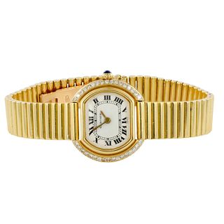 Cartier Ellipse Solid 18K Gold, Diamond, and Sapphire Watch