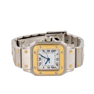 Santos De Cartier Galbee 18K Gold & SS Unisex Wristwatch