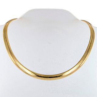 Italian 14K Yellow Gold Omega Chain Chocker Necklace