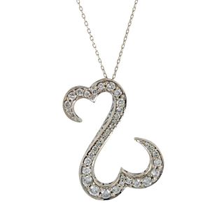 Diamond 14K White Gold Open Infinity Heart Pendant Necklace