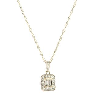 Diamond Pendant with Chain, 14K Gold