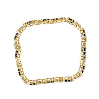 14K Yellow Gold 12.90ctw Diamonds and Sapphires Tennis Bracelet