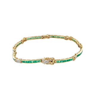 Designer Style X Design Emerald and Diamonds Bracelet