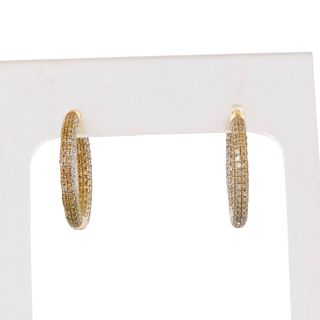 14K Yellow Gold and Diamonds Hoop Earrings