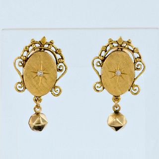 22K Yellow Gold Diamond Earrings