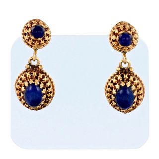 Vintage 14K Yellow Gold and Lapis Lazuli Earrings