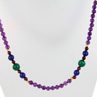 2pc Set Malachite Lapis Lazuli Beaded Necklace and Bracelet