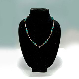 Exotic Brass and Silver Tones with Turquoise Beaded Necklace