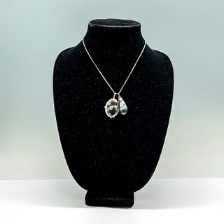 Sterling Silver Chain with Two Snowflake Obsidian Pendants