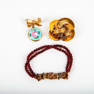 3pc Vintage Custom Jewelry, Brooches and Bracelet