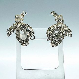 Elegant Vintage Clip-On Clear Rhinestone Earrings