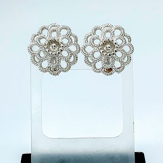 Monet Floral Silver Filigree Clip On Earrings