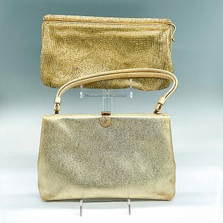 2pc Vintage Gold Handbags, Beaded Walborg and Coblentz