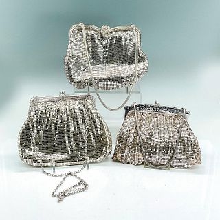 3pc Vintage Silver Metal Mesh Handbags