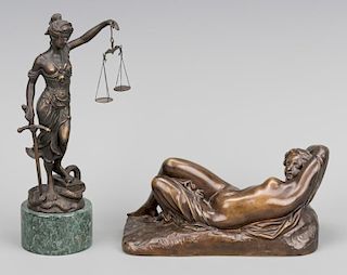 2 Bronze Female Sculptures, incl. Nude
