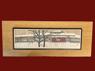 Junichiro Sekino "Teahouse and a Willow Tree", Signed and Numbered