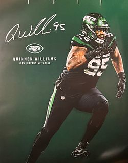 New York Jets - Replica lithograph autographed poster featuring Jets Defensive Lineman Quinnen Williams