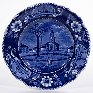 STAFFORDSHIRE AMERICAN VIEW TRANSFER-PRINTED CERAMIC SOUP PLATE