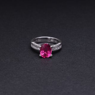 18K White Gold Pink Sapphire & Diamond Ring by Carlo Rici