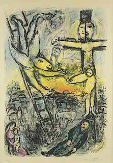Marc Chagall lithograph, Jacob's Vision