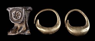 Egyptian Electrum Hoop Earrings + Greco-Roman Foot