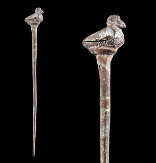 Adorable Ancient Roman Silver Duck Hairpin