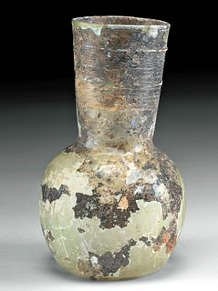 Museum-Exhibited Roman Glass Jar w/ Trailing